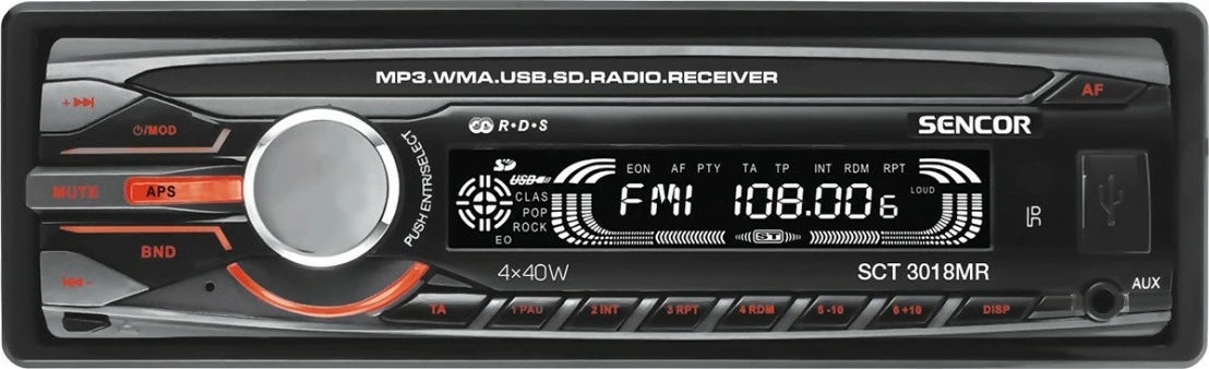 Radio veture Sencor SCT 3018MR, me telekomandë, 4x40W, USB/SD/MMC, zi/gri