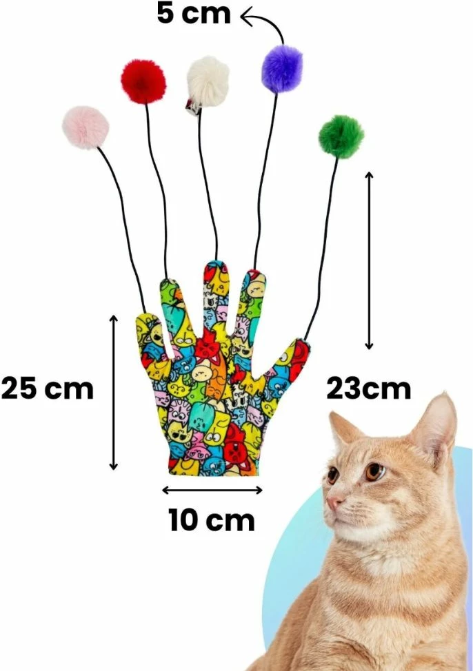 Lodër për mace, dorezë shumëngjyrëshe me pompona, Paws & Whiskers, Miyav 1017
