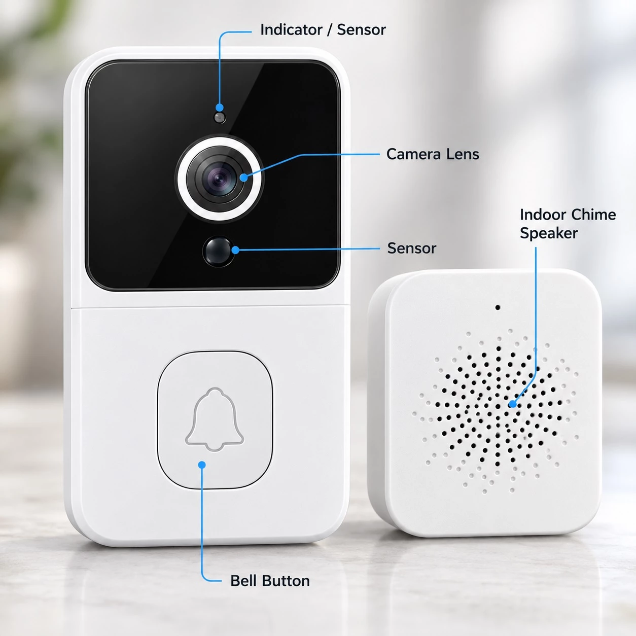 Zile Dere me Kamerë Mini Doorbell dhe Marrës të Brendshëm 3