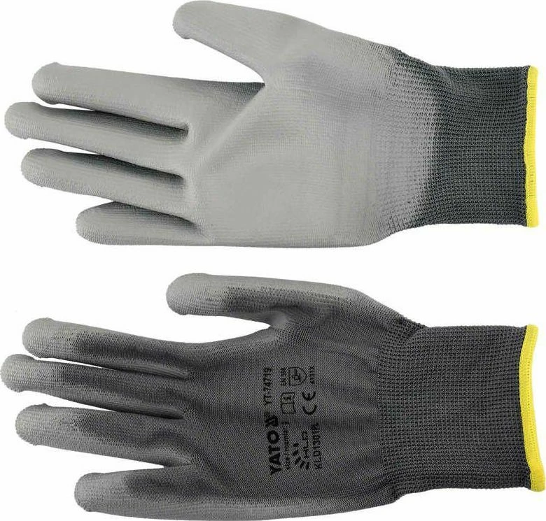 Dorëza pune Yato YT-74719, të veshura me PU, madhësia 9 (L), gri