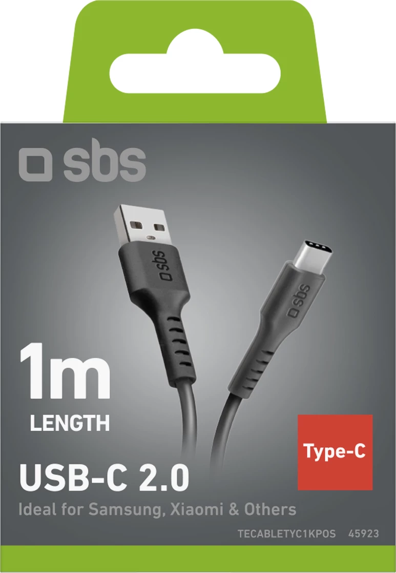 Kabllo USB-A në USB-C SBS TECABLETYC1KPOS, 1 m, e zezë