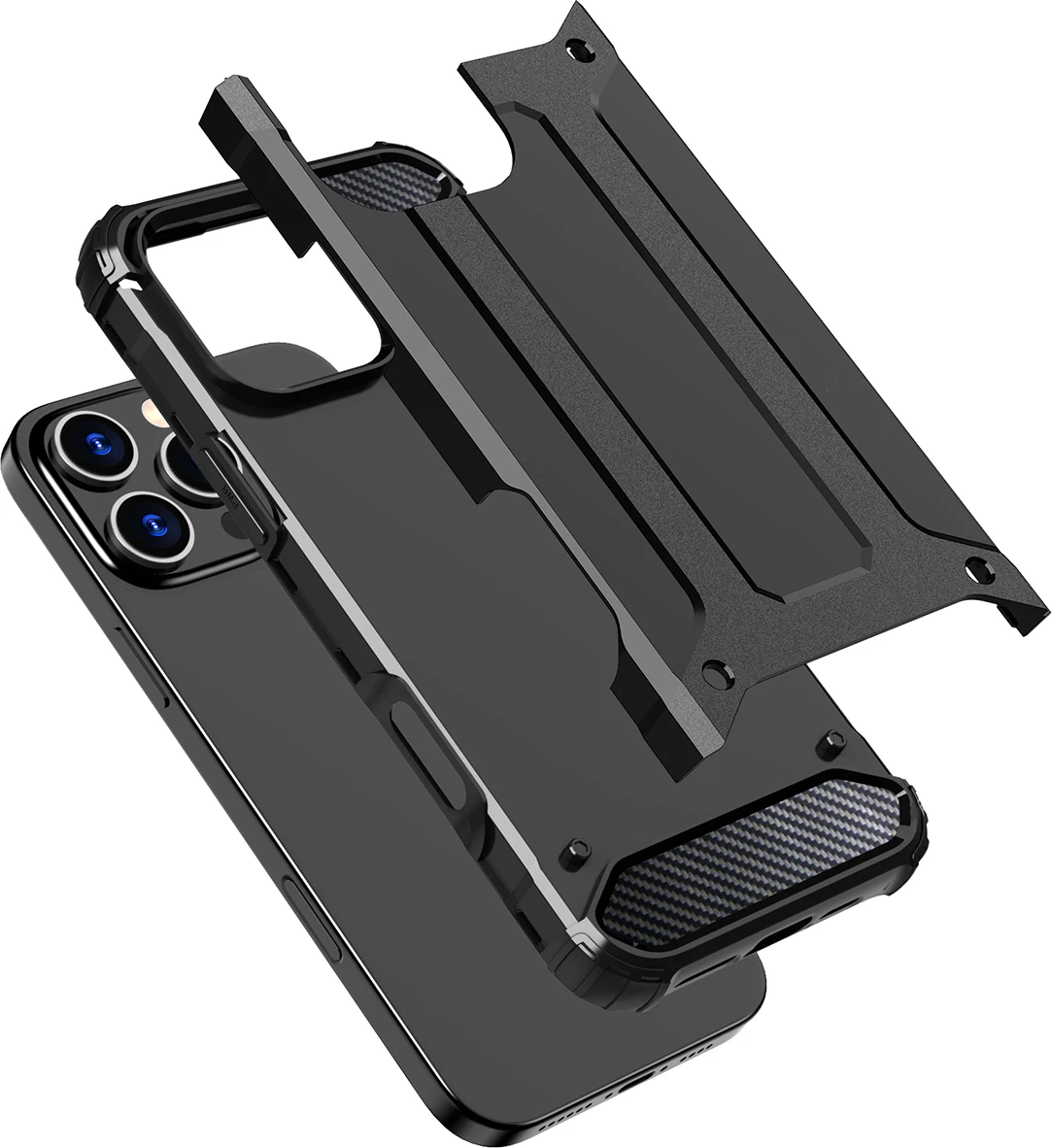 Mbështjellës Hurtel Hybrid Armor për iPhone 16 Pro, i zi