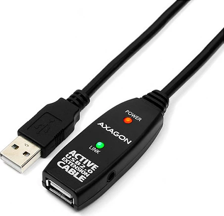 Kabllo zgjatëse USB Axagon ADR-210, USB 2.0, USB-A në USB-A, 10 m, e zezë