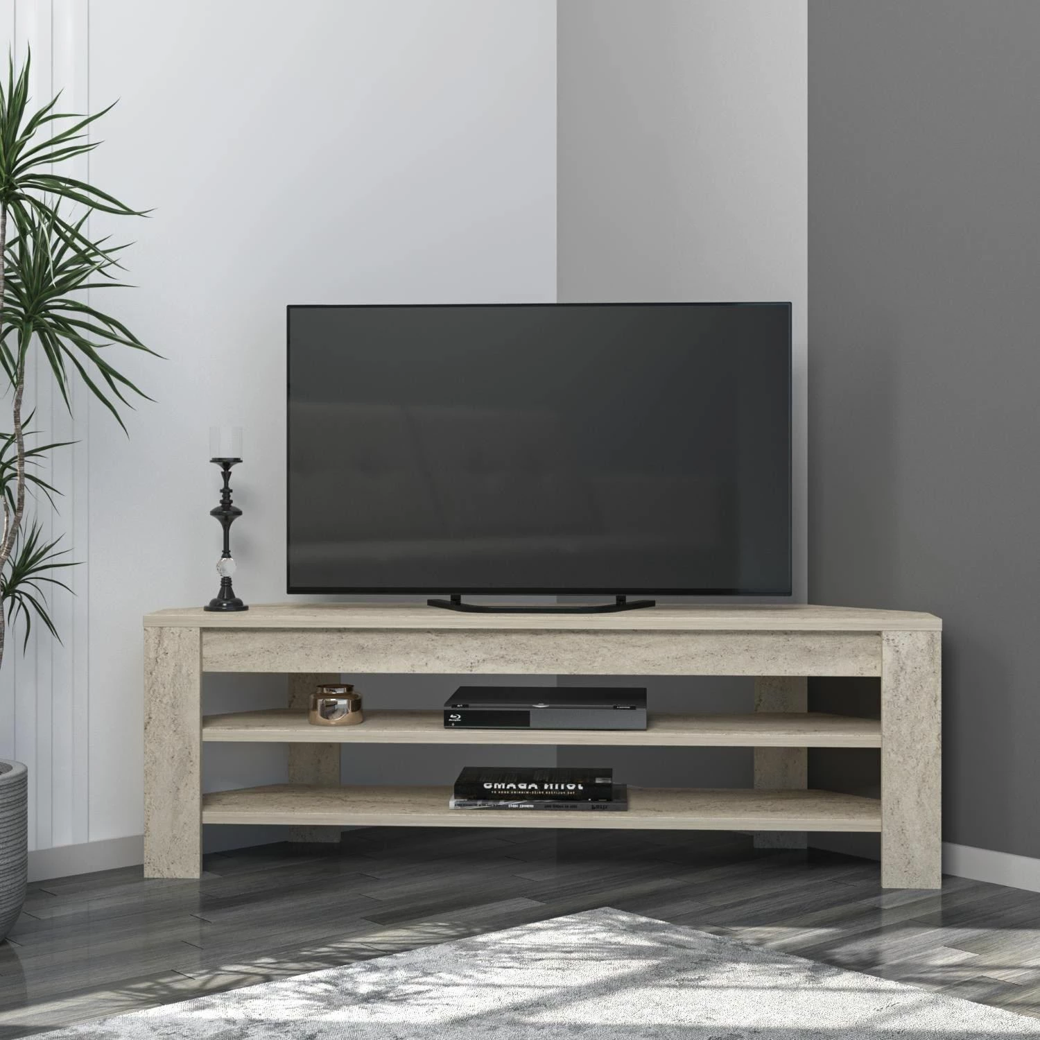 Komodë këndi për TV Hanah Home, ngjyrë travertin