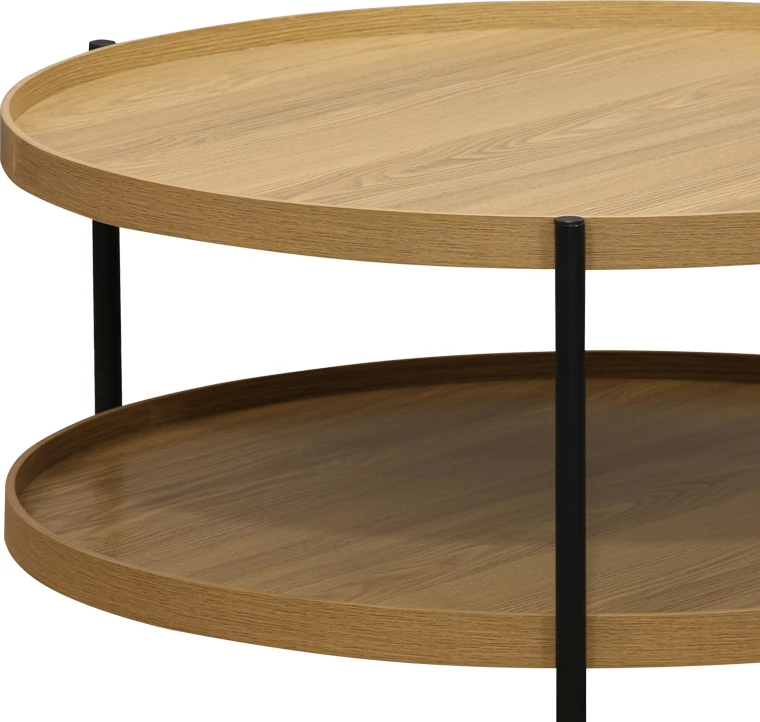 Tavolinë kafeje Portogie mdf natyrale - metal i zi D80x40cm