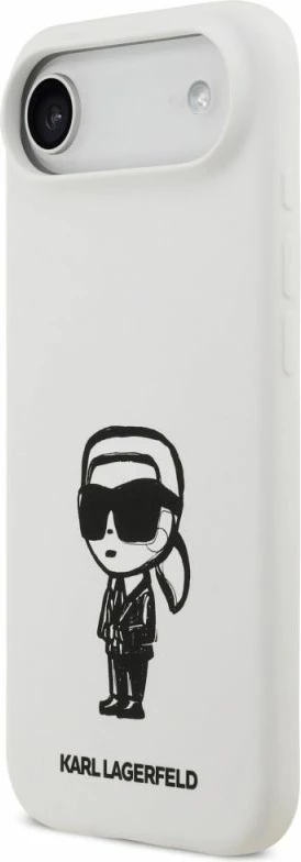 Kapak telefoni Karl Lagerfeld Silicone Karl Sketch & Logo MagSafe për iPhone 17 Air, i bardhë