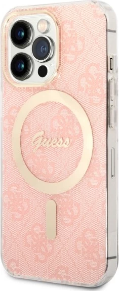 Set mbështjellës Guess GUBPP13XH4EACSP me karikues wireless për iPhone 13 Pro Max, rozë