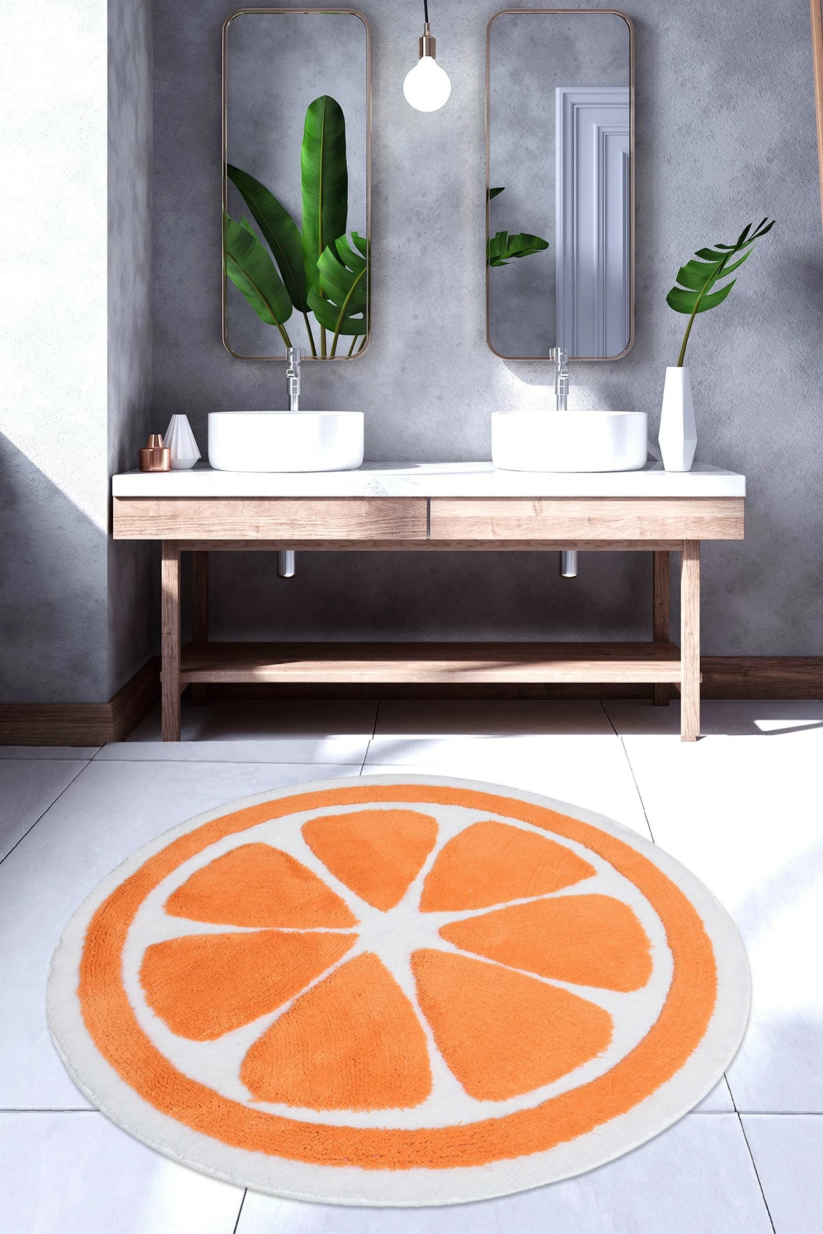 Tapet banje akrilik, dizajn portokalli, Mijolnir, 90cm