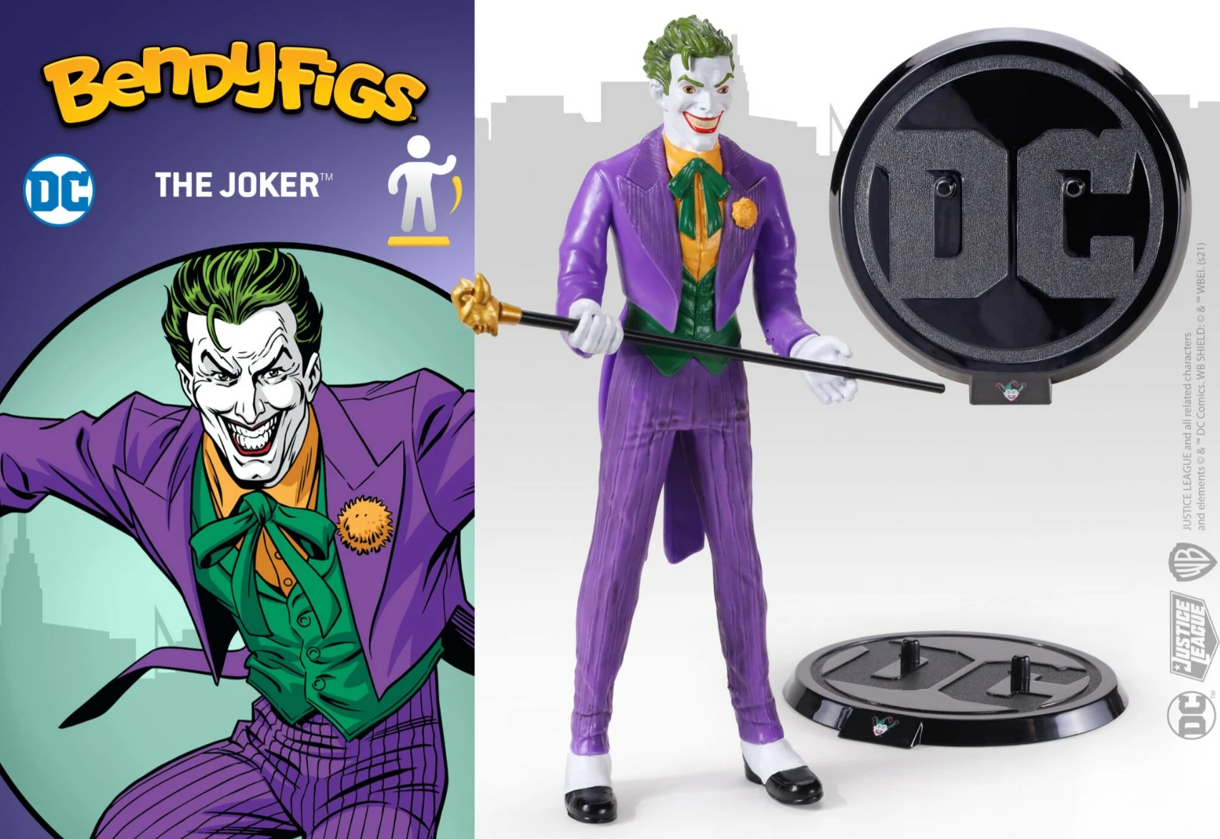 Figurinë e përkulshme Noble Collection Bendyfigs DC Batman (Comic) The Joker 18 cm, me bazë