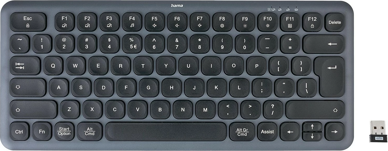 Tastierë Hama WK-500, multi-device, wireless, e zezë-gri