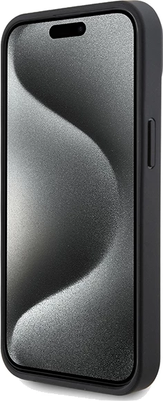 Mbështjellës Ferrari Perforated Waves Metal Logo për iPhone 15/14/13, e zezë