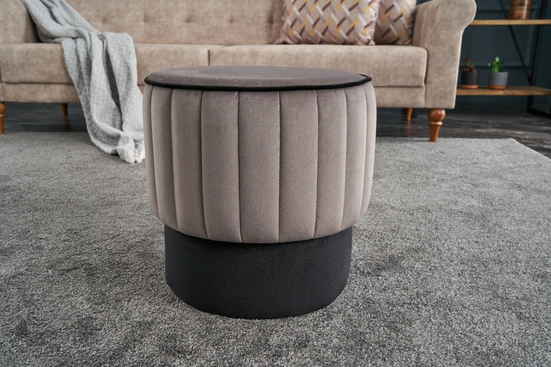 Puf modern Atelier del Sofa, ngjyrë gri, Rose