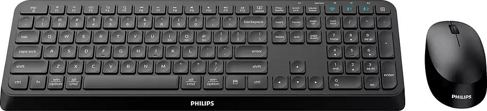 Set tastierë + maus Philips 4000 Series, wireless RF + Bluetooth, AZERTY, full-size, 1600 DPI, i zi