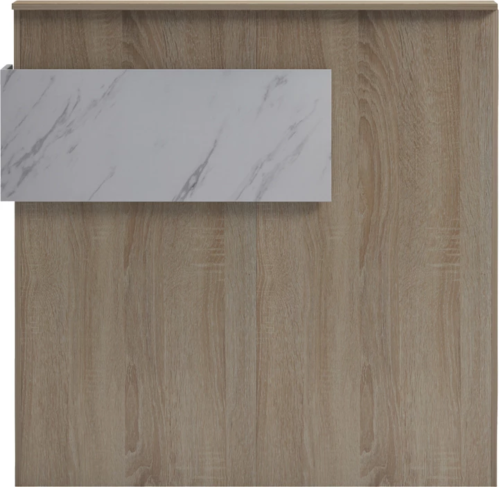 Banak pritjeje Optima, me LED, pamje sonoma dhe mermeri të bardhë, 110x40x110cm