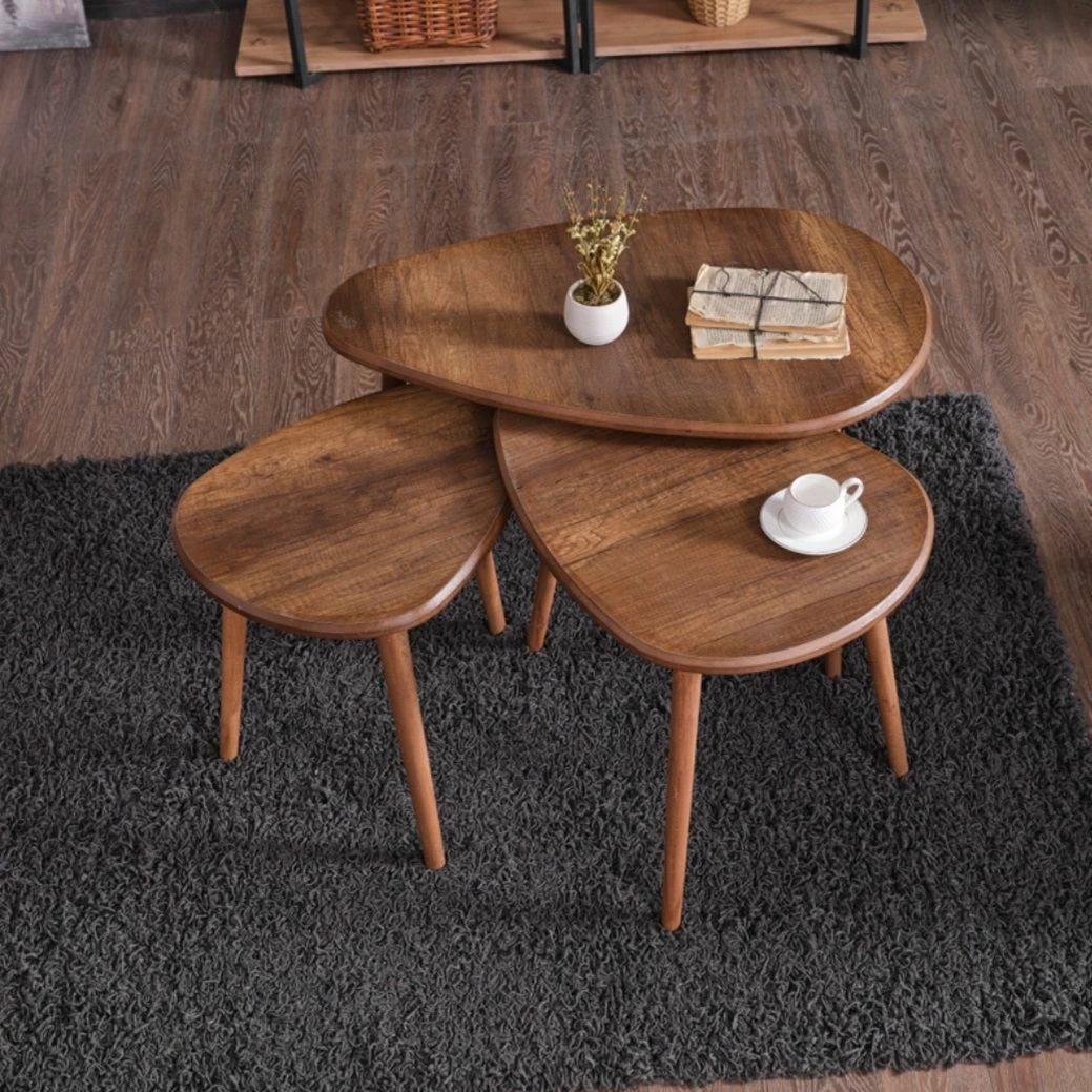 Set tavolinash kafeje Skye Decor, Alvin, ngjyrë arre