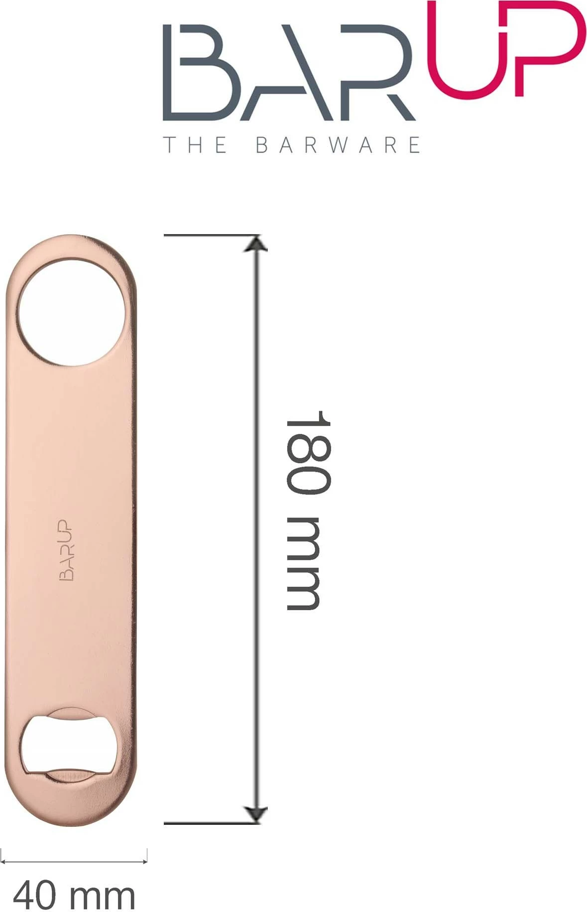 Hapëse shishesh bar blade, Bar Up, 180x40x2 mm, çelik inoks, bakër