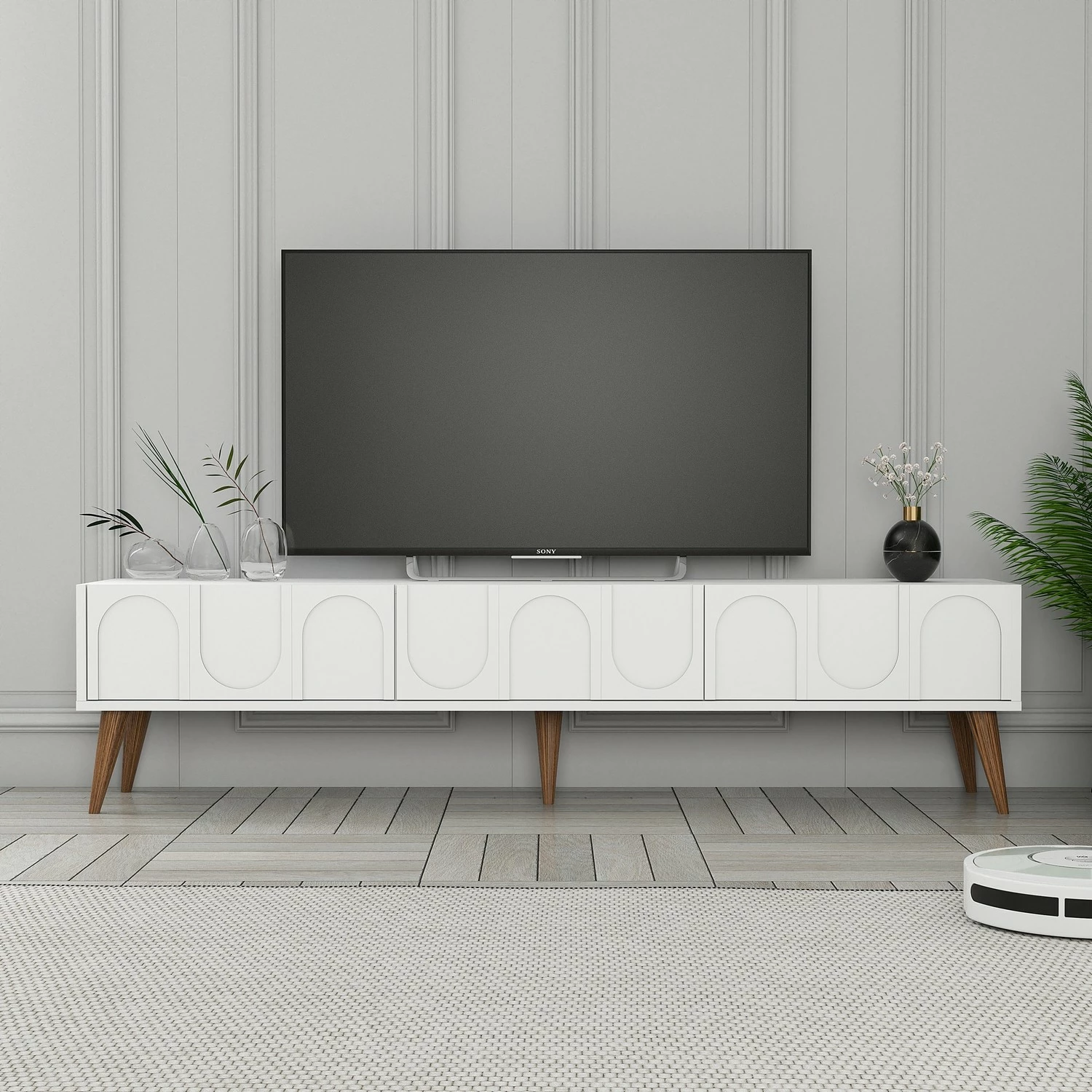 Komodë TV Hanah Home, Lyon 44, e bardhë dhe arre