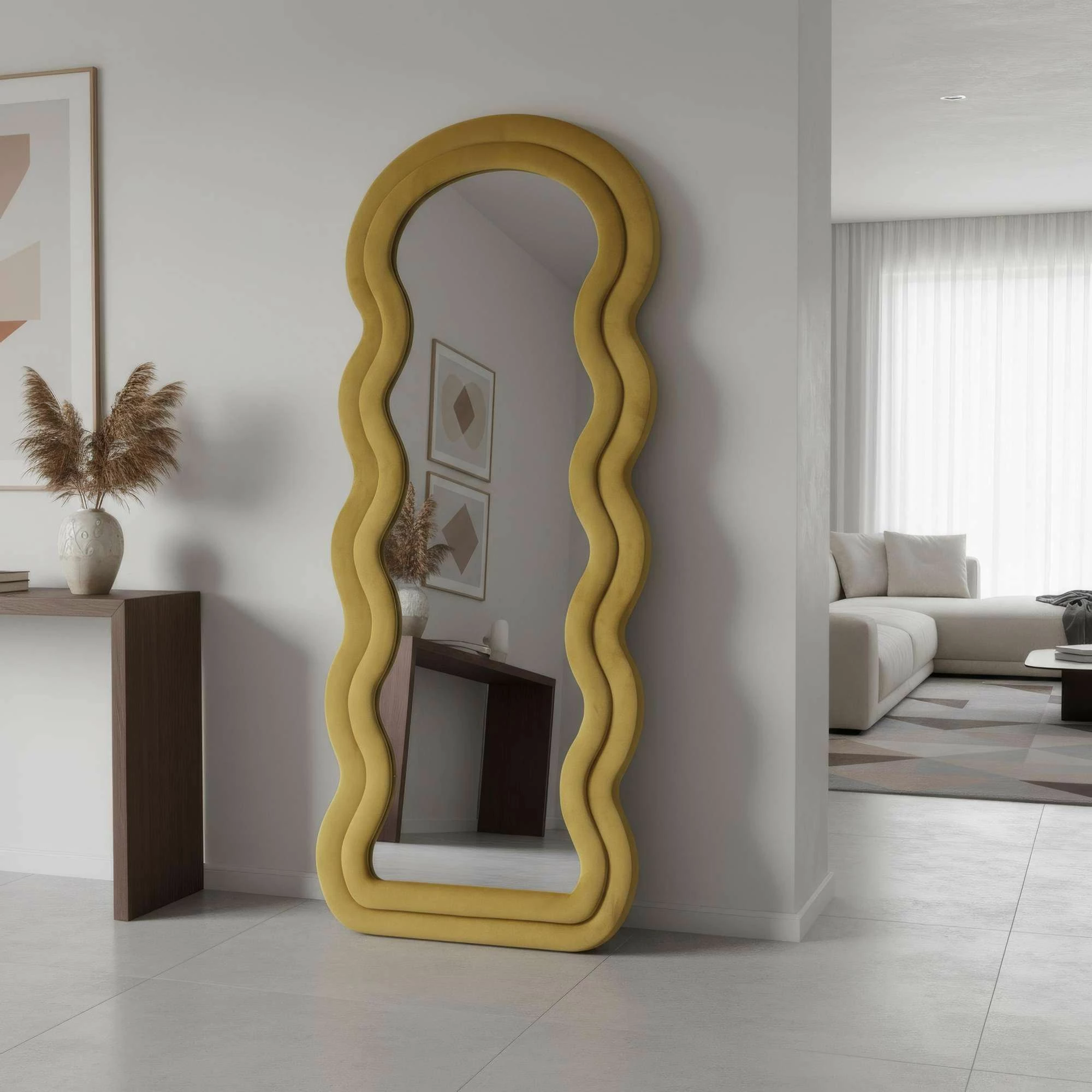 Pasqyrë Cheval, ngjyrë e verdhë, Skye Decor, Mia, 65x170cm