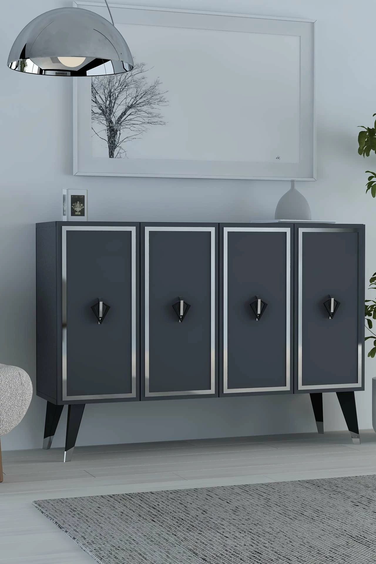 Konsol Skye Decor, 8176KM-32, antracit, e zezë, argjend