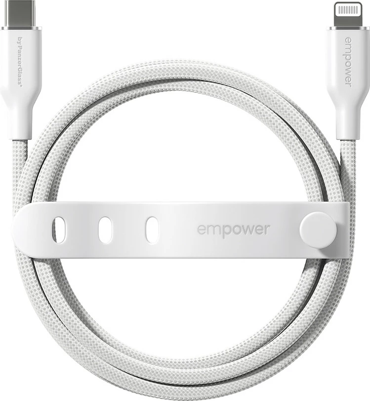 Kabllo PanzerGlass empower Racing USB-C në Lightning, 1.2 m, 60W Fast Charge, e bardhë