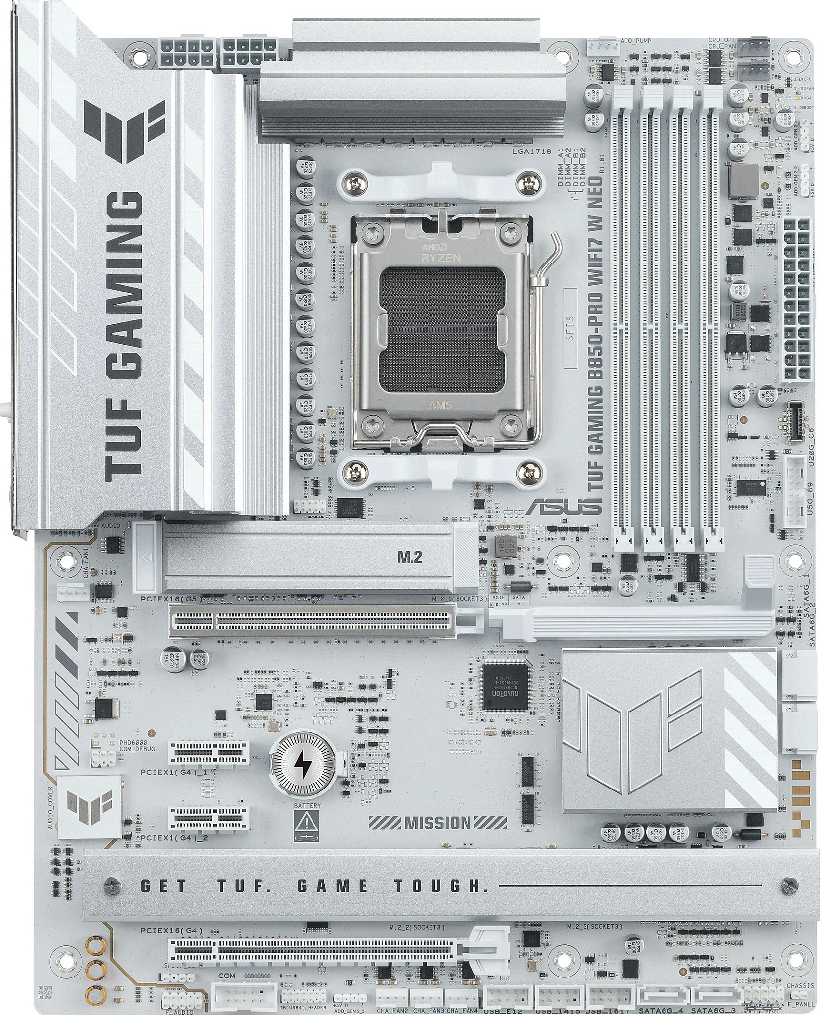 Pllakë amë ASUS TUF GAMING B850-PRO WIFI7 W NEO, Socket AM5, DDR5 256GB, Wi‑Fi 7, e bardhë