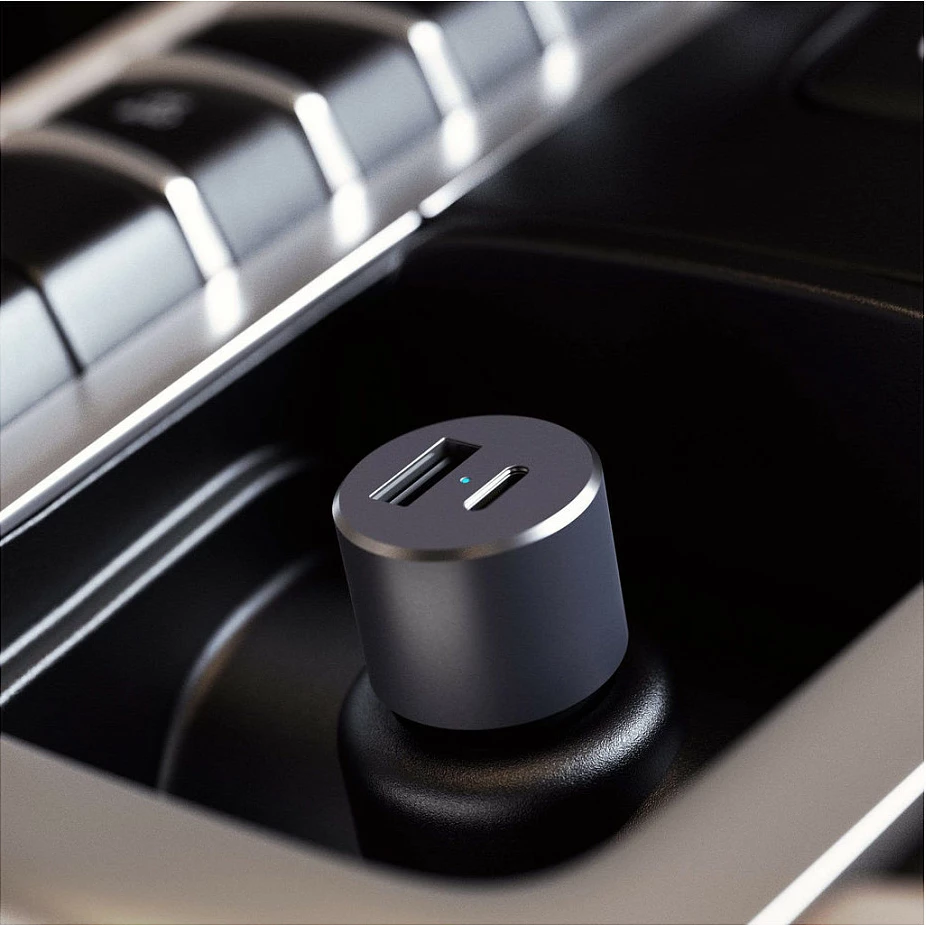 Karikues për veturë Satechi KFZ, USB-A/USB-C, zi/hiri