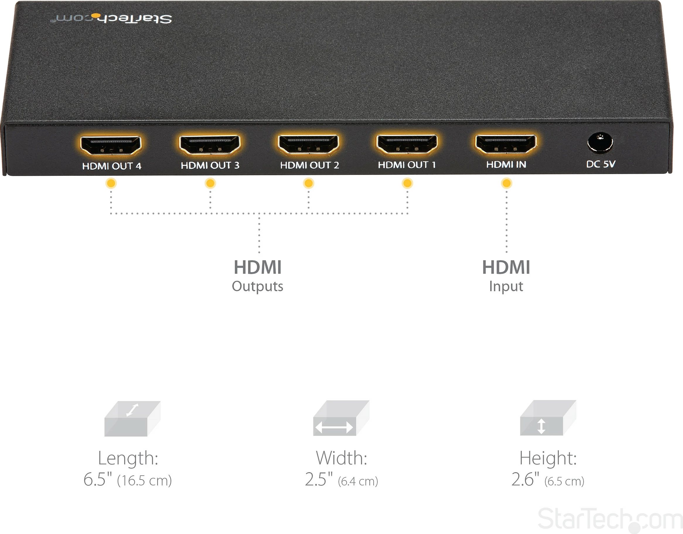 Splitter HDMI StarTech ST124HD202, 4K 60Hz, HDMI 2.0, 1x HDMI In / 4x HDMI Out, HDR, i zi