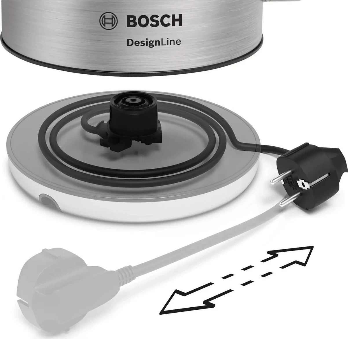 Çajnik Bosch DesignLine TWK4P440, 1.7 litra, 2400W, ngjyrë argjendi