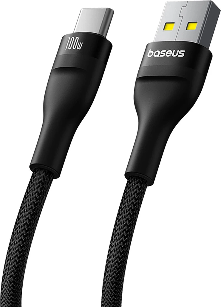 Kabllo Baseus Flash 2, USB-A në USB-C, 1m, 100W, e zezë