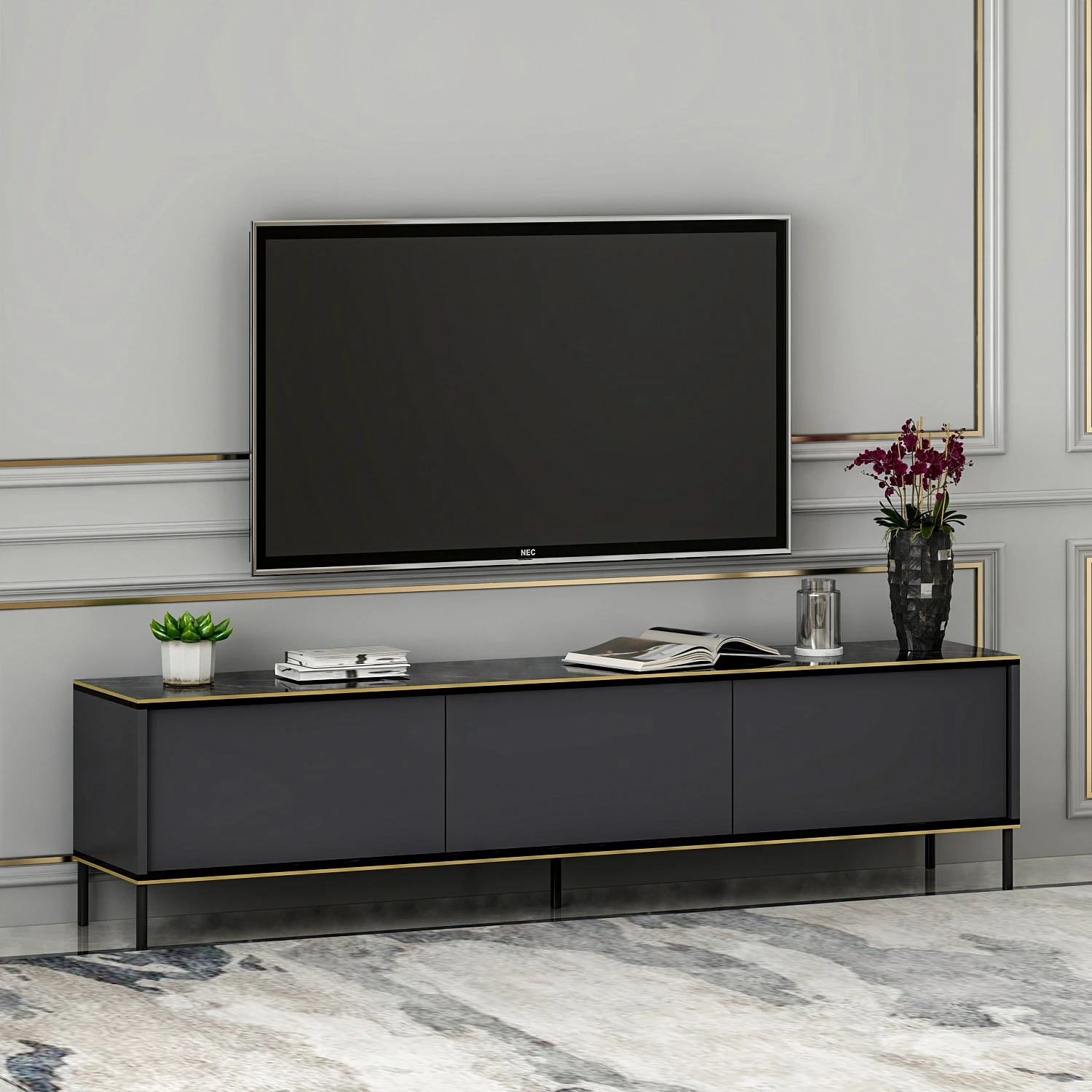 Komodë TV Skye Decor, ngjyrë antracit
