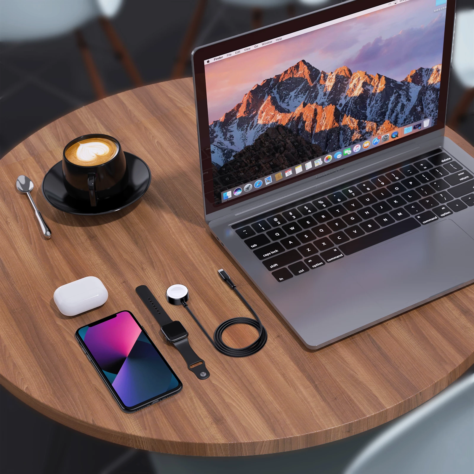 Karikues wireless Choetech T319 për Apple Watch, 5W, USB-C, i zi