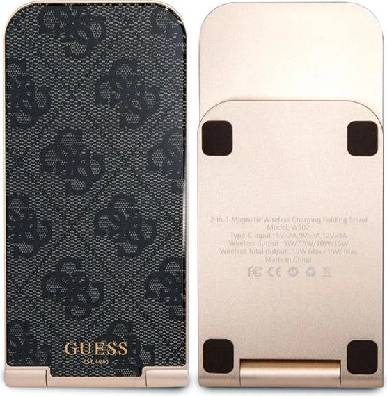 Karikues induktiv i palosshëm 2-në-1, Guess, Pattern MagSafe 4G GUE003428-0, 15W, i zi