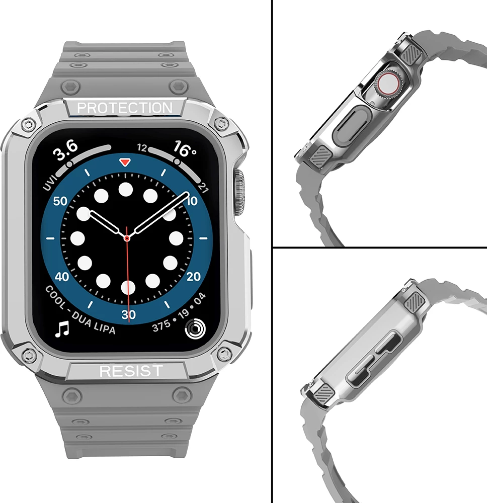 Rrip me kasë për Apple Watch Hurtel Protect Strap Band, 41/40/38mm, Gri/Argjend