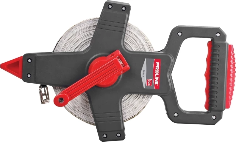 Metër shirit fiberglasi PROLINE 20323 30 m, me manivelë, zezë/kuqe