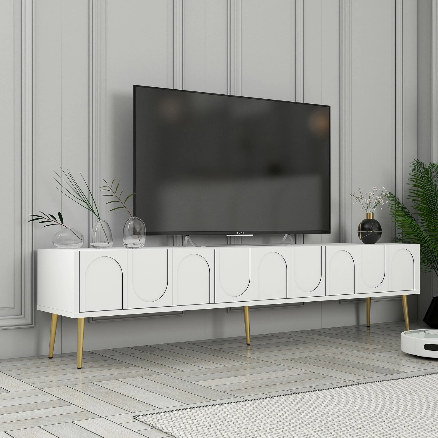 Komodë TV Hanah Home, Lyon 43, e bardhë, e artë