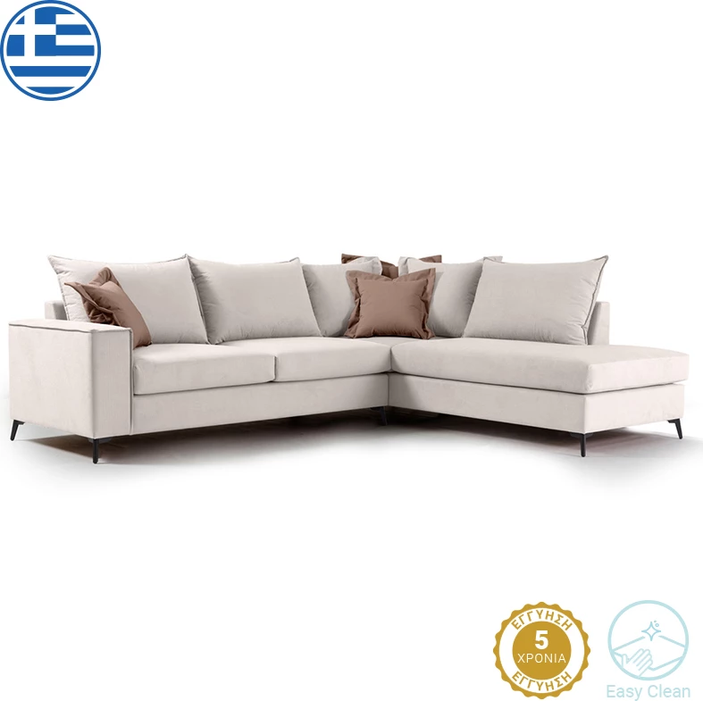 Divan qoshe Romantic qoshe e majtë, material krem-moka, 290x235x95cm