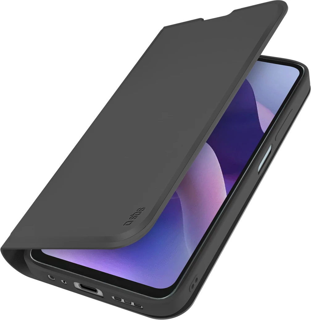 Mbështjellës wallet SBS Wallet Smooth për Motorola Moto G56, me kapak flip, me xhep karte, me stand, i zi, në kuti