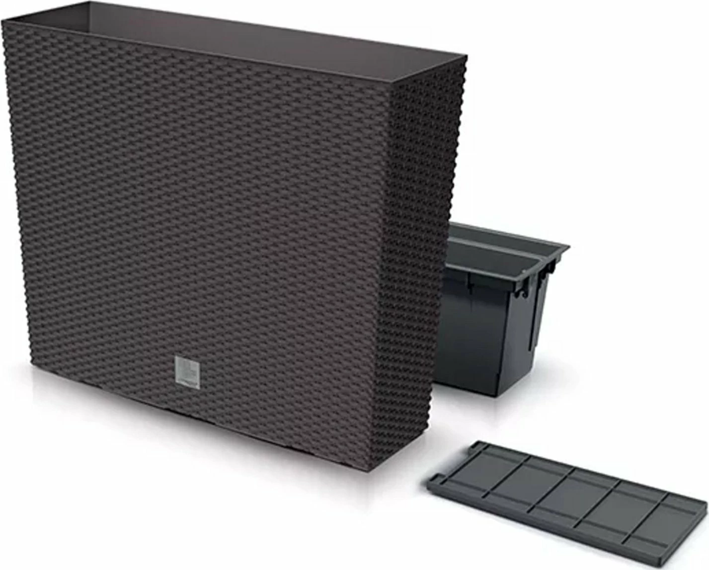 Saksi rektangulare Prosperplast Rato Case Tower DRC600T-440U 58×18×49.8 cm plastike me liner, umbra