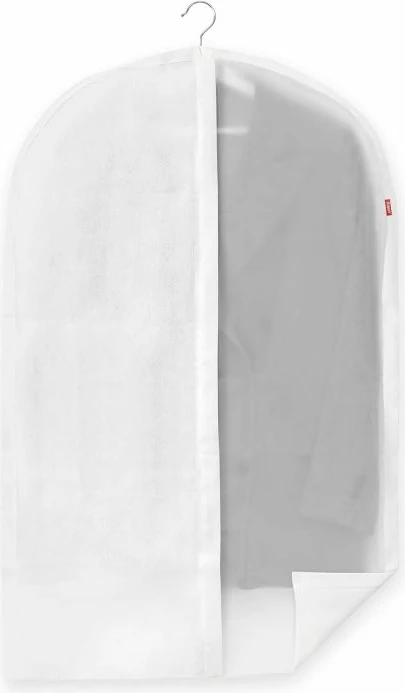 Mbështjellës mbrojtës për rroba, Rayen, 203611, 60 x 135 cm, me zinxhir, dritare transparente, M, bardhë/transparent