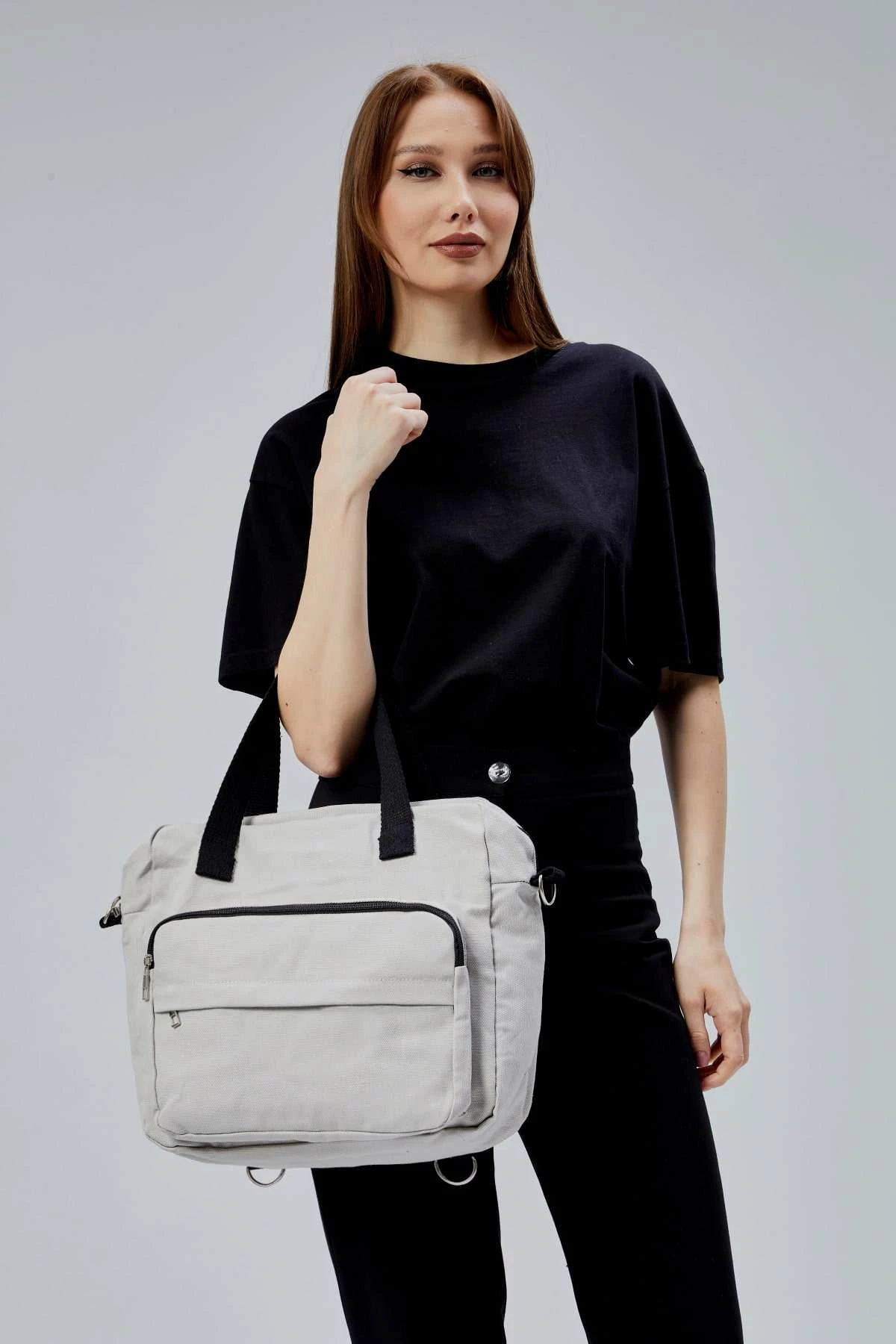 Çantë tote Zoozie Bags, gri, 33x30x10cm