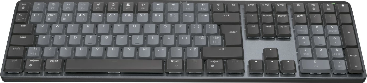 Tastierë Logitech MX Mechanical, Wireless, RF Wireless + Bluetooth, QWERTY, LED, Grafit