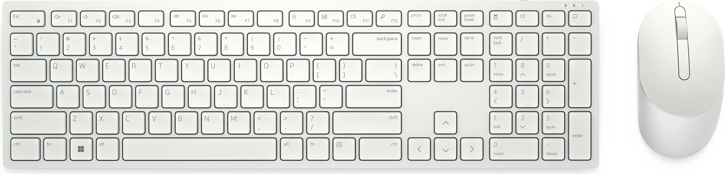 Set tastierë + maus wireless Dell KM5221W, QWERTZ, full-size, 1600 DPI, i bardhë