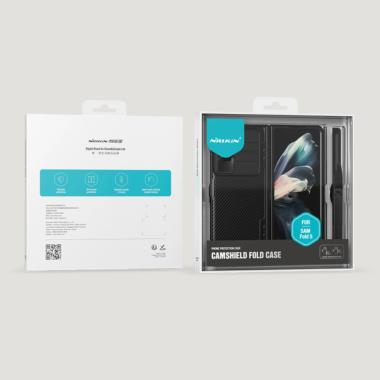 Mbështjellës Nillkin CamShield Fold Case për Samsung Galaxy Z Fold 5, me mbajtëse për stilolaps, e zezë