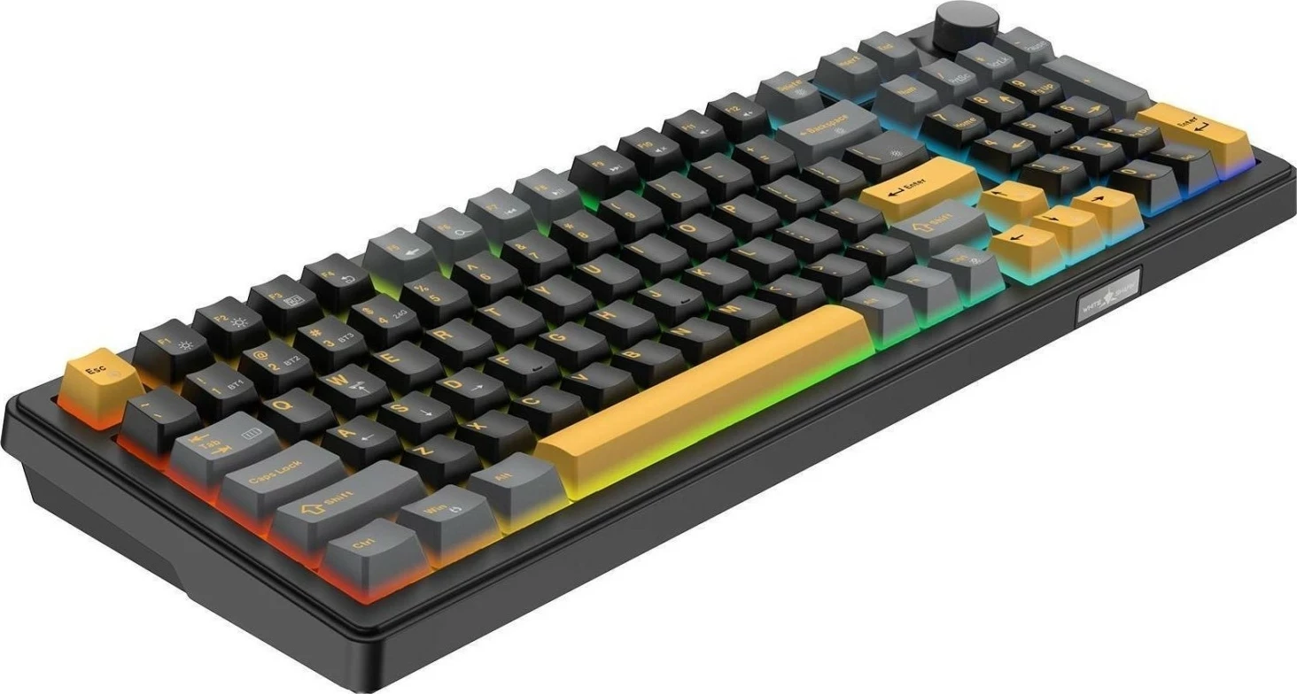 Tastierë gaming White Shark Excalibur, mekanike 98%, RGB, Hot-Swap KTT Wine Red, wireless/USB-C, black-grey