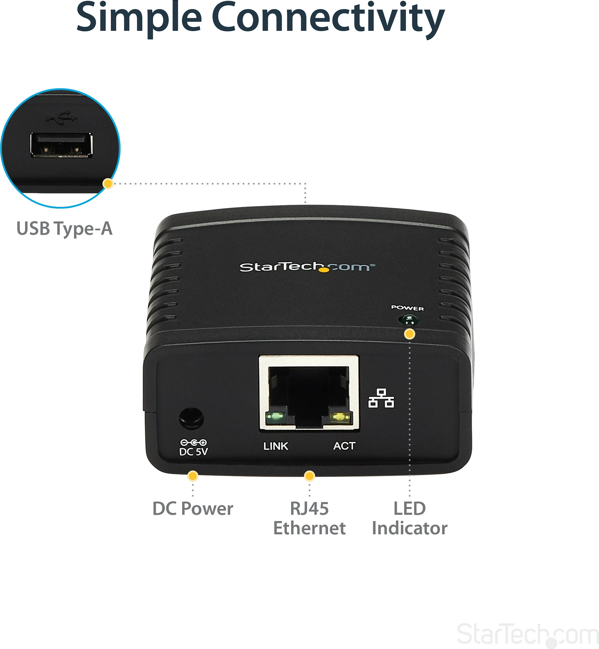 Server printimi USB StarTech LPR 10/100Mbps, Ethernet RJ-45, i zi