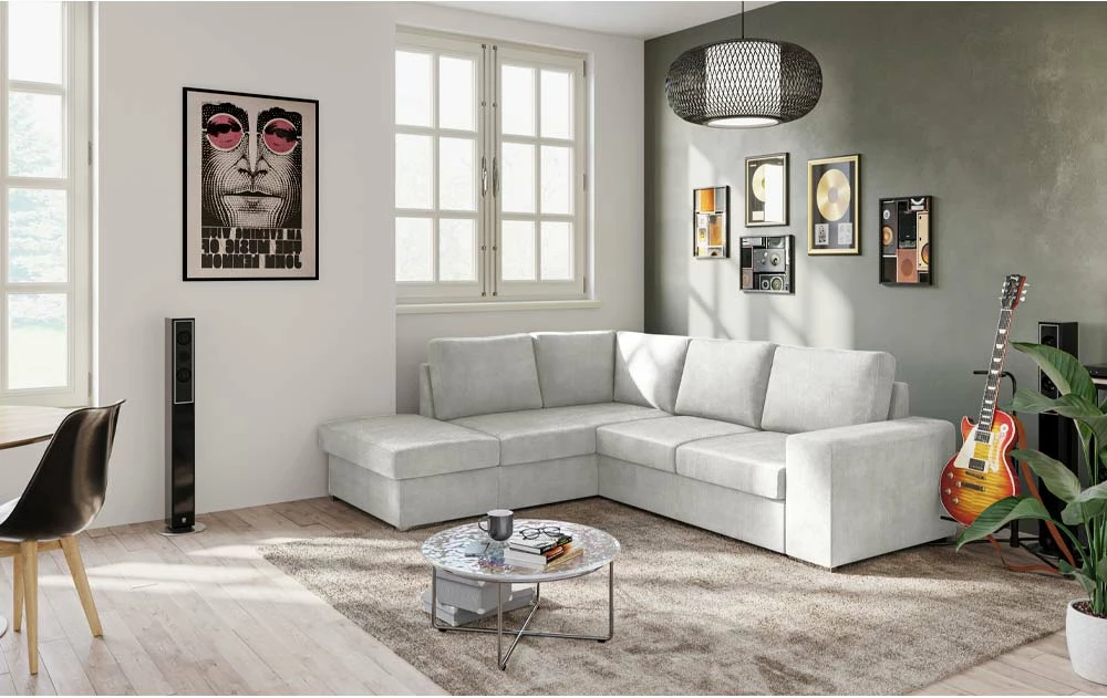 Kënd divan Eddi, krejtësisht i majtë, krem, 248x213x90