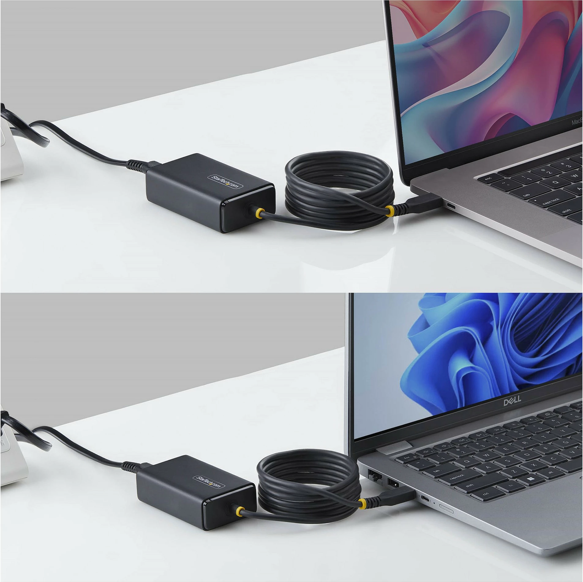 Karikues laptopi USB‑C StarTech 65W PD 3.0, kabllo e integrume 1.5m, prizë EU, i zi
