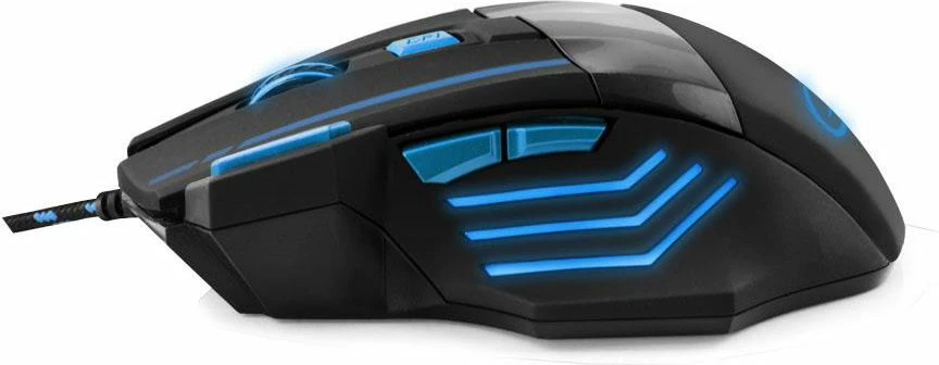 Maus Esperanza Wolf EGM201B, 2400 DPI, 7 butona, USB 2.0 me kabllo 1.5 m, LED backlight, zi/kaltër