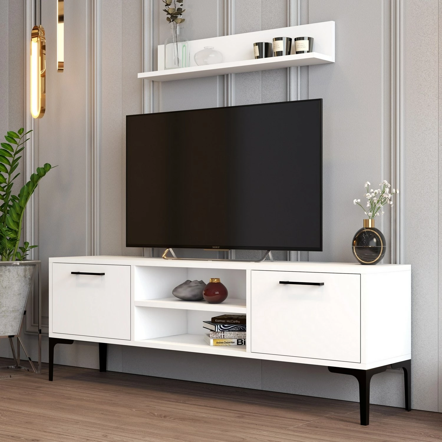 Komodë TV Hanah Home, Riga, e bardhë