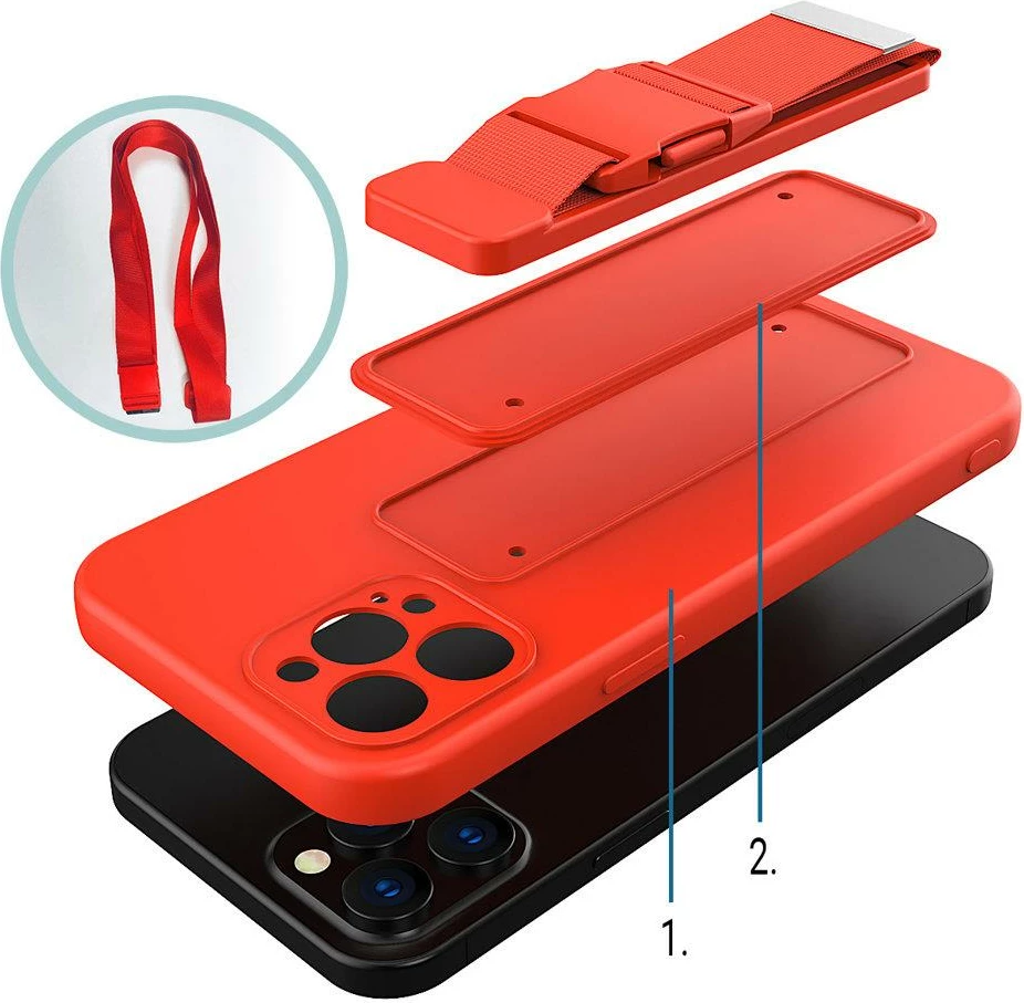 Mbështjellës Hurtel për Samsung Galaxy A72, me litar, xhel, kaltër navy